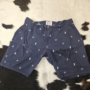 Bespoke Navy Anchor Print Men's Shorts